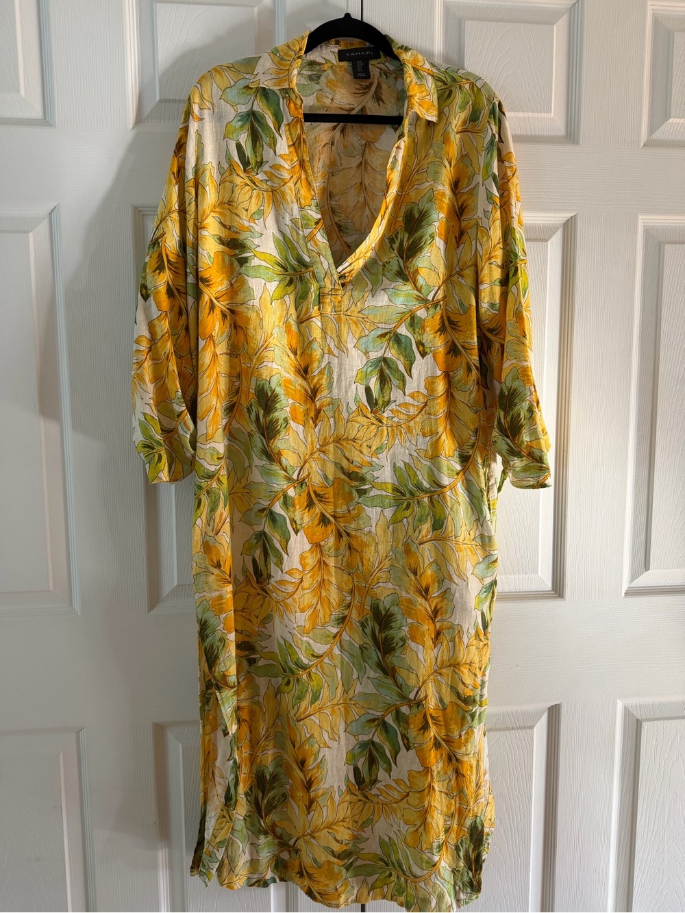 Tahari  Leaf Print V-Neck swimsuit Cover Up